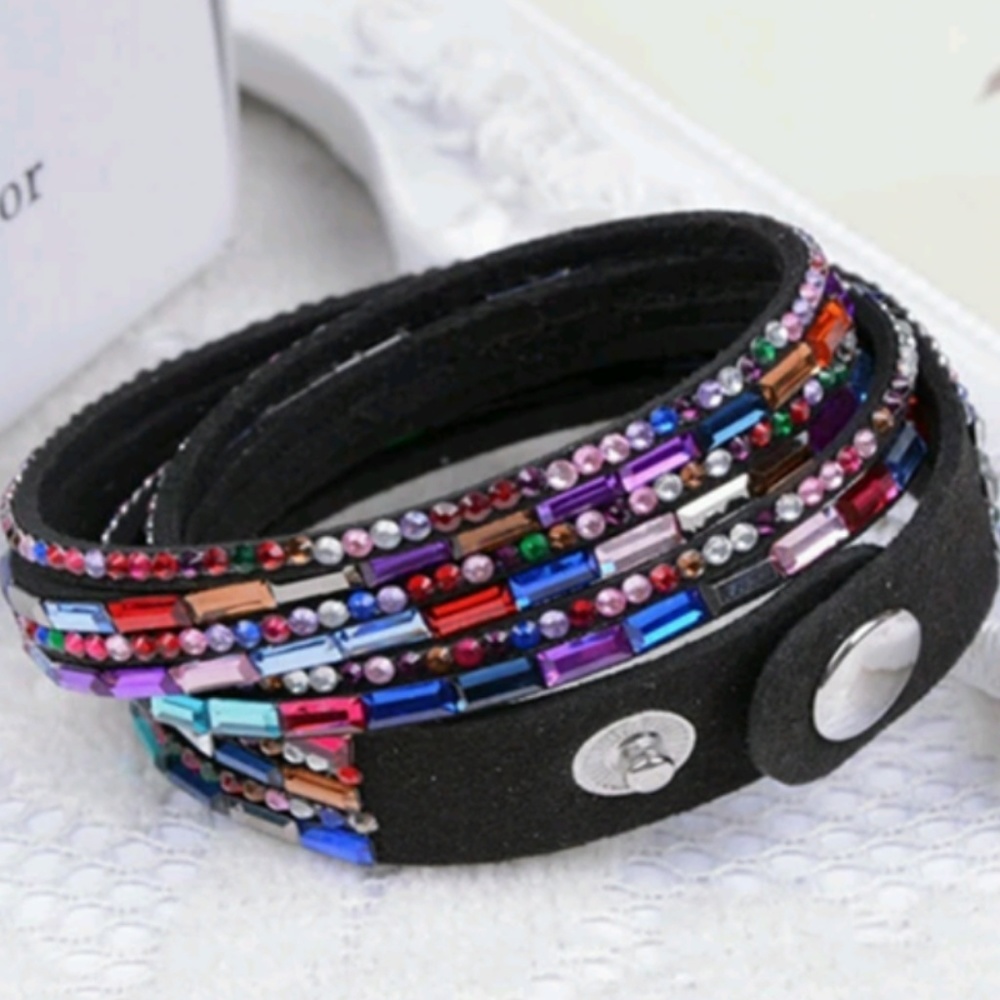 Bracelet or Choker -Crystal Explosion Black Multi - Picture 1 of 1